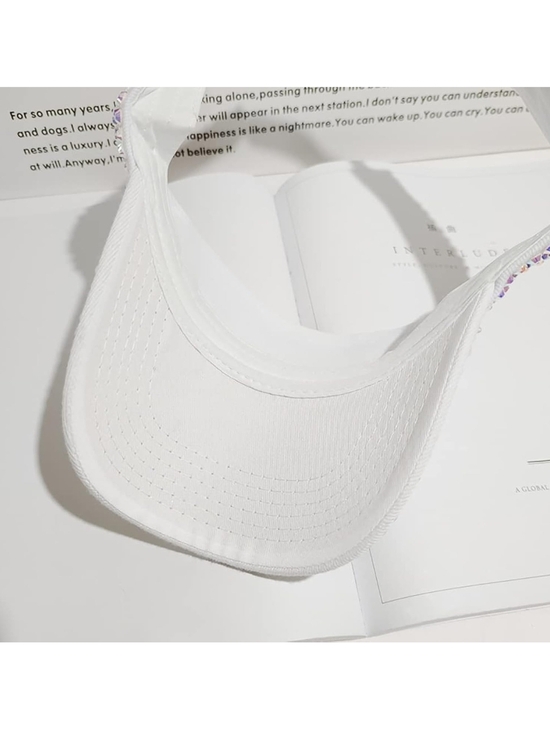 Rhinestone Embellished White Visor